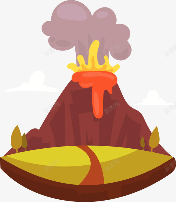 火山喷发png免抠素材_88icon https://88icon.com PNG图 PNG图下载 创意卡通 卡通插图 插图 活火山 火山喷发 火山手绘 火焰山卡通 自然灾害