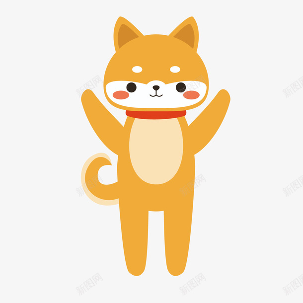 黄色柴犬动物手绘矢量图ai免抠素材_88icon https://88icon.com 动物 卡通 可爱 小狗 柴犬 狗狗 红色项圈 矢量图