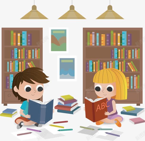 房间里看书的小朋友png免抠素材_88icon https://88icon.com 书本 书柜 儿童看书 儿童阅读 室内 房间 教育 看书