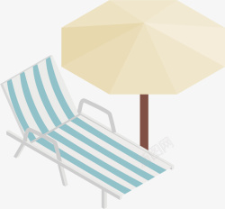 遮阳伞下的沙滩椅素材