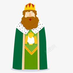 卡通穿绿色服装的国王矢量图素材
