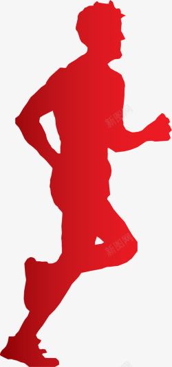 红色扁平马拉松男人素材