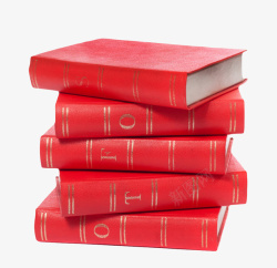 红色封面带金色纹理的一叠书实物素材
