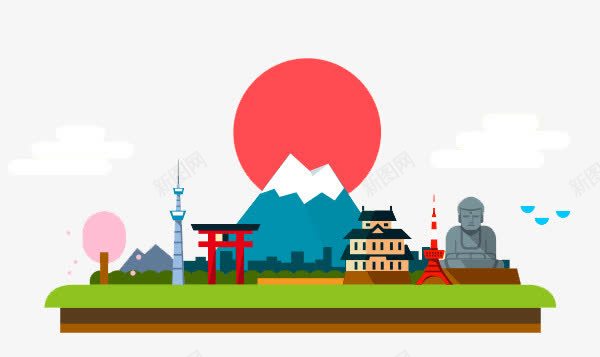 扁平化日本建筑png免抠素材_88icon https://88icon.com H5页面素材 卡通 富士山 扁平化 扁平素材 日本 日本建筑 电商卡通 网页设计卡通 美丽的富士山