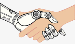 简约科技人类与机器人握手素材