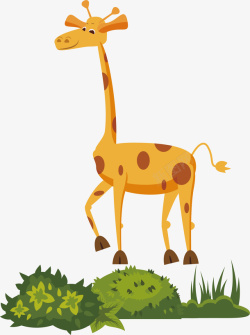野生大象手绘卡通野生动物长颈鹿矢量图高清图片