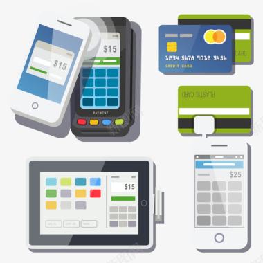 信用卡宣传册实物POS机手机银行支付图标图标