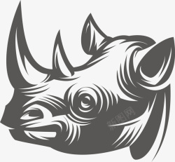 复古头精美复古的犀牛头图标矢量图高清图片
