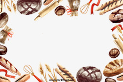 水彩绘面包麦穗麦秆擀面杖打蛋器素材