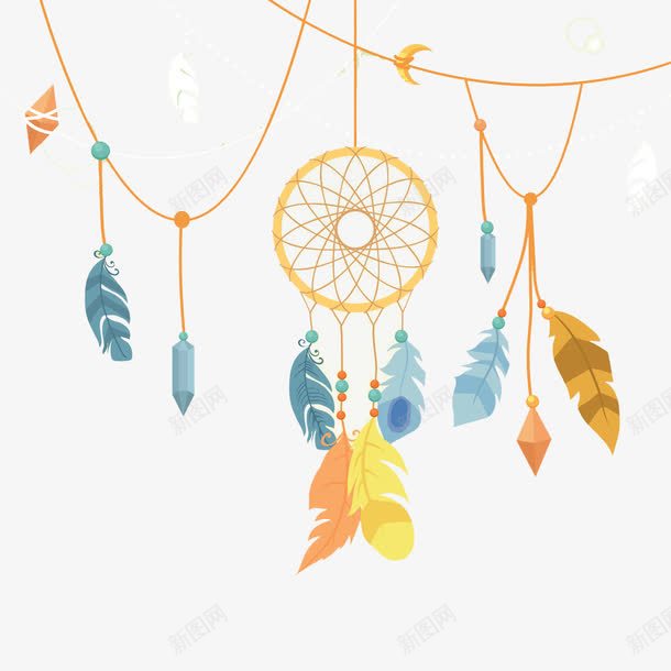 卡通捕梦网png免抠素材_88icon https://88icon.com 卡通 捕梦网 捕梦网矢量 波西米亚风 羽毛