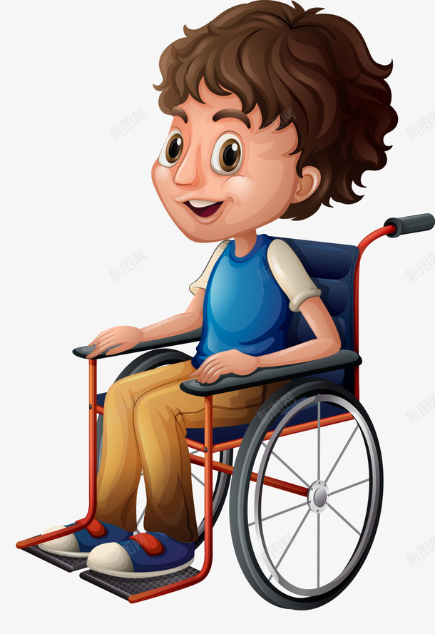 全国助残日残疾儿童png免抠素材_88icon https://88icon.com 全国助残日 卷发男孩 坐着轮椅 开心 残疾人 残疾儿童