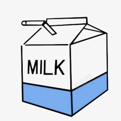 插着吸管的牛奶盒手绘素材