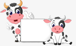 卡通母牛标题栏矢量图素材
