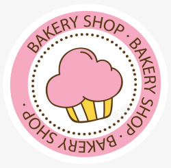 面包房烘焙标签粉色杯子蛋糕标签矢量图高清图片