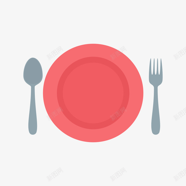 红色盘子和灰色刀叉png免抠素材_88icon https://88icon.com 刀叉图案 刀子 卡通 叉子 手绘图 红色盘子 餐具 餐厅