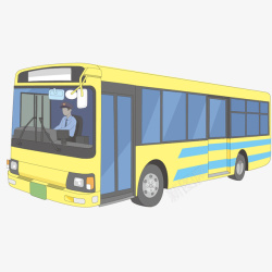 驾驶员卡通版黄色的公交车高清图片