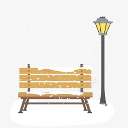 公园座椅新年手绘冬天公园下雪座椅矢量图高清图片