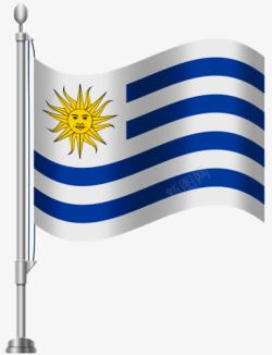 蓝白条乌拉圭国旗高清图片