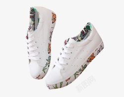 小白鞋花朵装饰白鞋运动鞋高清图片