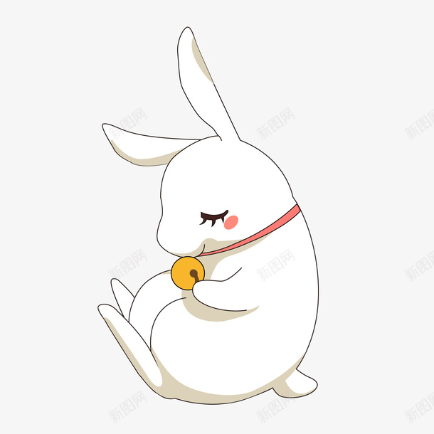 卡通可爱睡觉的小兔子png免抠素材_88icon https://88icon.com 兔子简笔画 动物设计 卡通 可爱 复活节 小兔子 睡觉的小兔子 铃铛