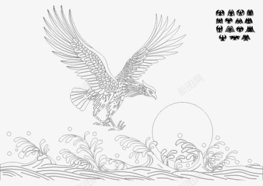 白鹤展翅手绘飞鹏图标图标