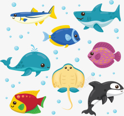 海洋小鱼可爱卡通海洋生物矢量图高清图片