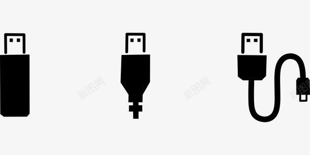 数据线孔手绘USB接口图标图标