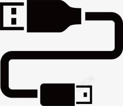 苹果手机充电线黑色USB图标高清图片