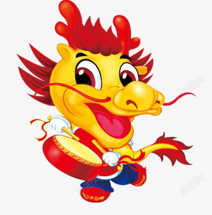 二月龙抬头png免抠素材_88icon https://88icon.com PNG素材 免费PNG素材 免费素材 敲鼓 红色 黄色