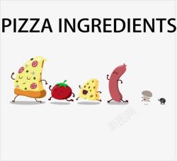 香肠披萨6个奔跑的披萨原料高清图片