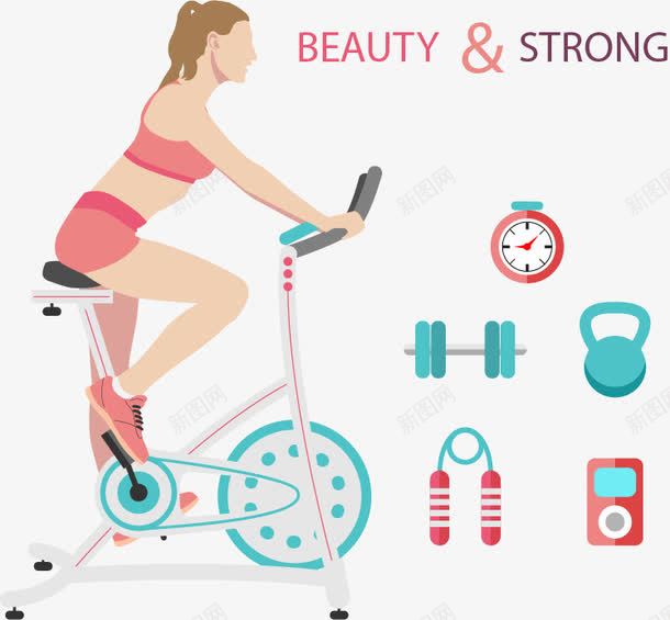 脚踏车健身运动png免抠素材_88icon https://88icon.com 健身房 健身训练 动感单车 女性锻炼