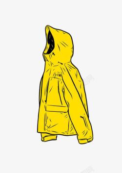 手绘雨衣黄色雨衣高清图片