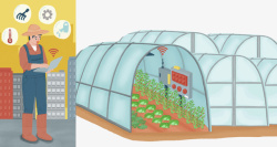 卡通菜园卡通农民蔬菜种植管理高清图片