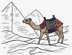 沙漠里的骆驼矢量图素材