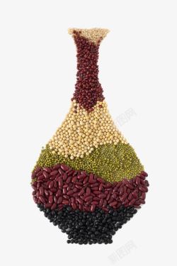 豆类食品营养五谷拼成的花瓶高清图片