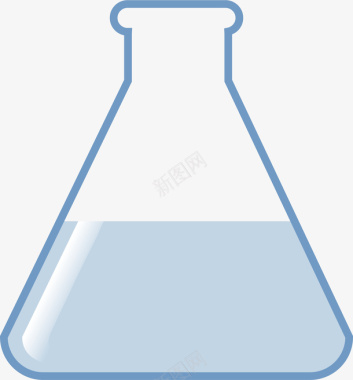 蓝色药水的卡通烧杯图标图标