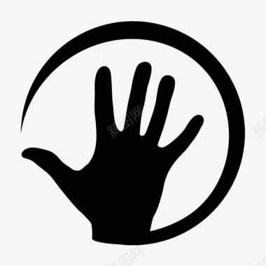 五指素材卡通黑色的展开的手掌图标图标