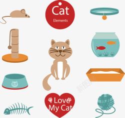 猫砂手绘猫相关用品高清图片