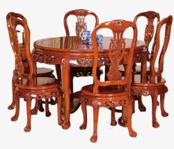 古典木雕家具圆桌座椅素材