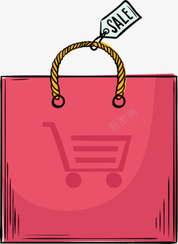 粉色促销购物袋素材