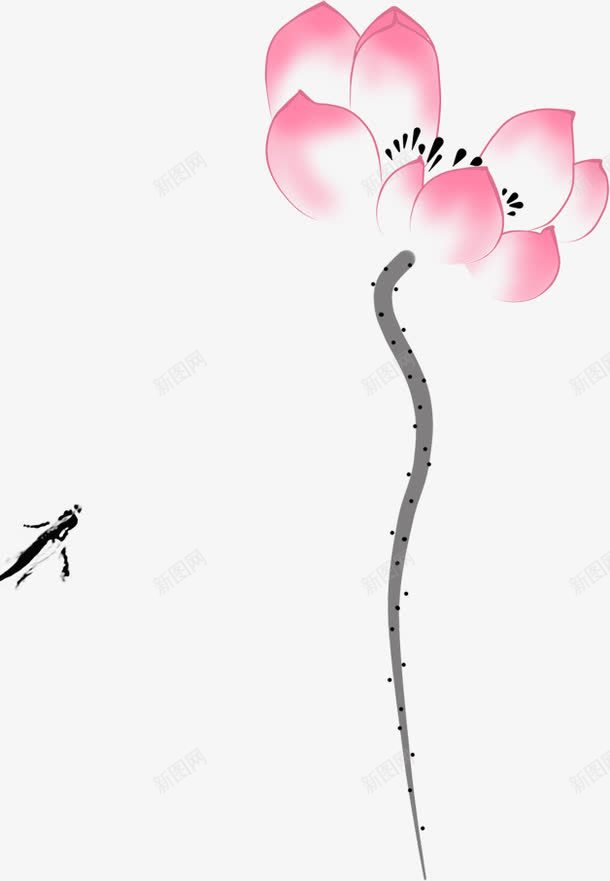 七夕水墨蜻蜓荷花png免抠素材_88icon https://88icon.com 七夕 水墨 素材 荷花 蜻蜓