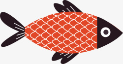 可爱卡通黑头红身鱼矢量图素材