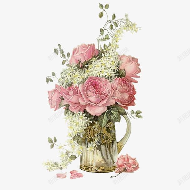 花瓶里的粉色花朵png免抠素材_88icon https://88icon.com 插花 暖色调 粉色 装饰