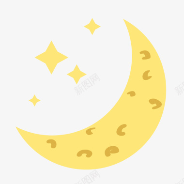 星星漂浮物黄色月亮卡通图标矢量图图标