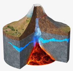火山横截面效果图素材