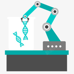 生物学研究一台正在研究DNA链的机器高清图片