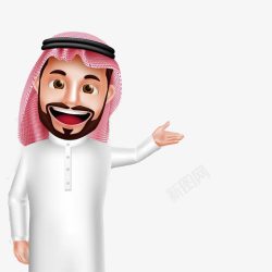 动漫卡通角色卡通阿拉伯人欢迎手势高清图片