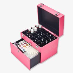 女生美甲工具粉色美甲彩妆盒高清图片