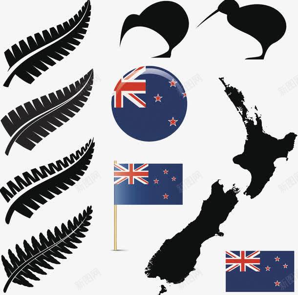 一组澳洲元素图案png免抠素材_88icon https://88icon.com 新西兰地图 新西兰标志性 澳洲 白鹮 羽毛