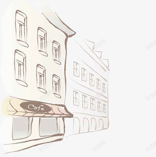 卡通手绘咖啡店png免抠素材_88icon https://88icon.com 卡通手绘 咖啡店 店铺 店面